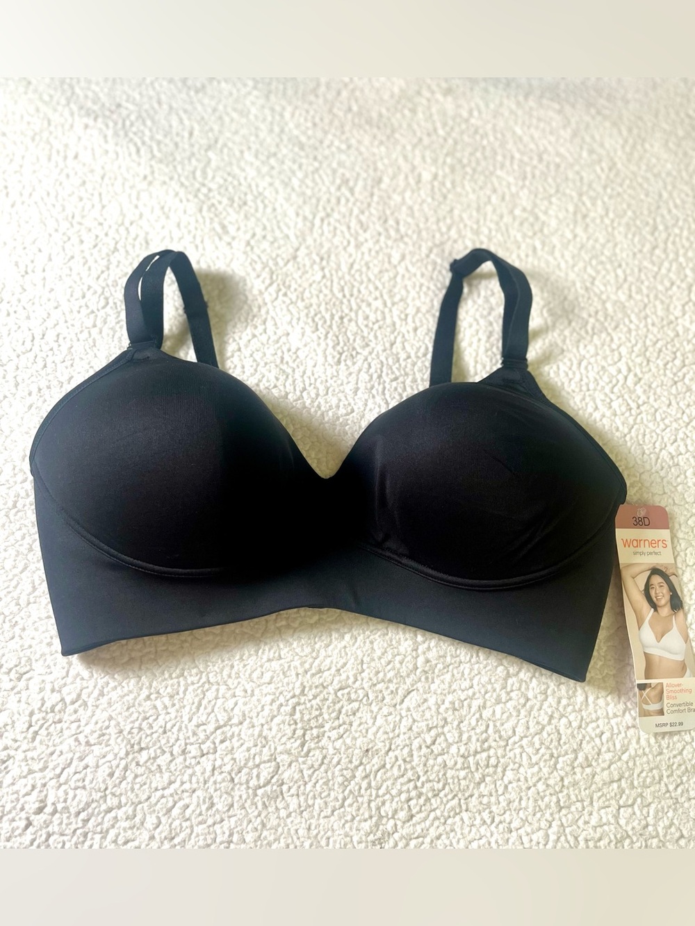 Warner's Black Wireless Smooth T-Shirt Bra